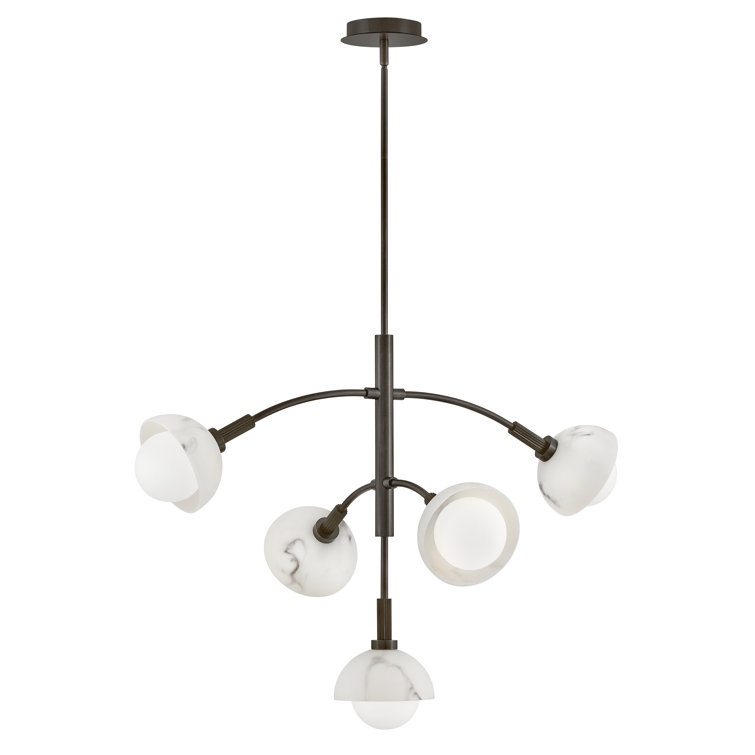 Phoebe Black Oxide 5-Light LED Chandelier with Opal Glass