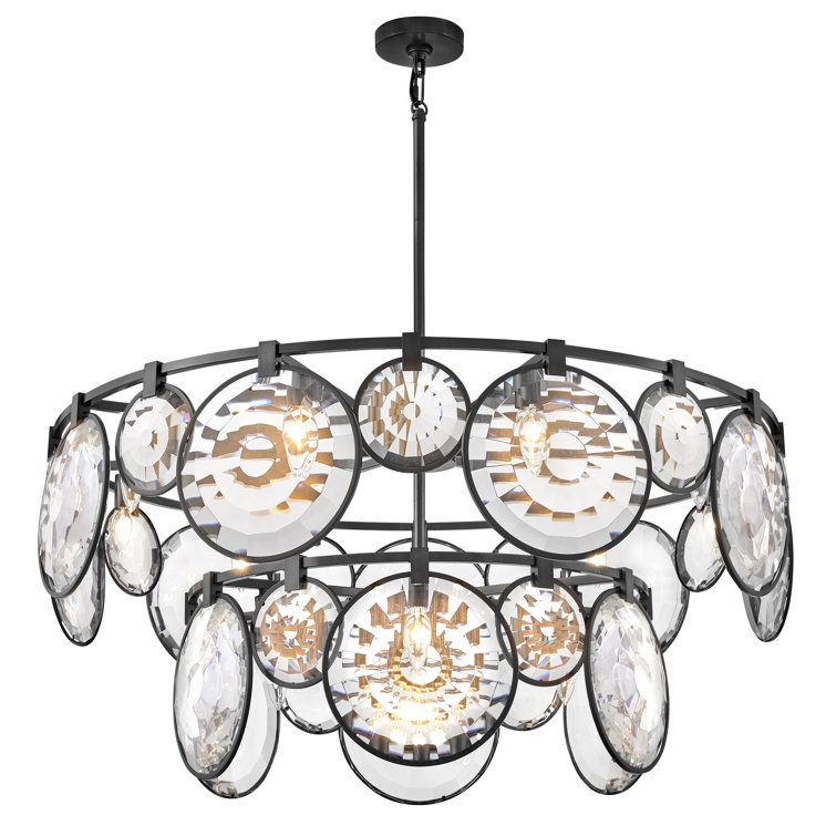 Nala Optic Crystal 15-Light Tiered Black Chandelier