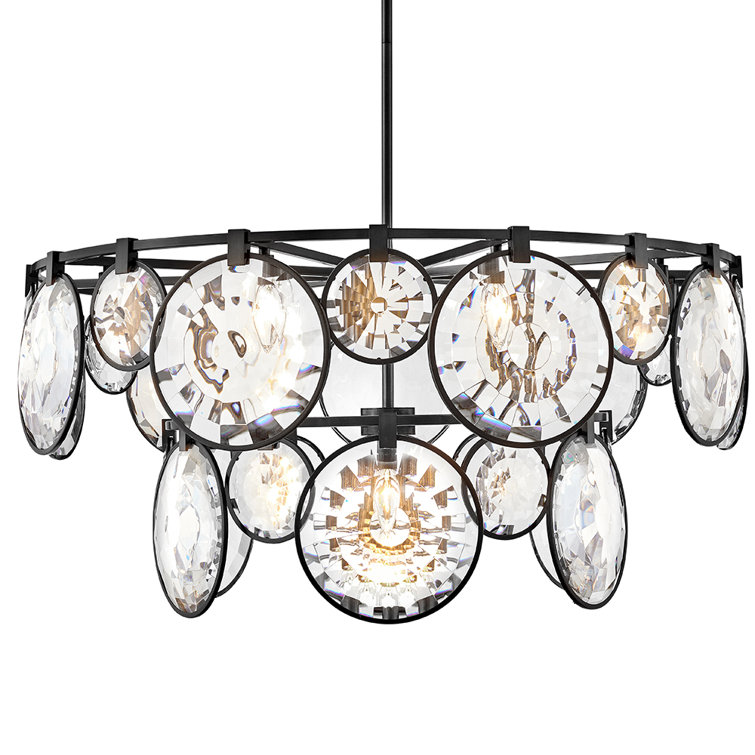 Nala Optic Crystal 15-Light Tiered Black Chandelier