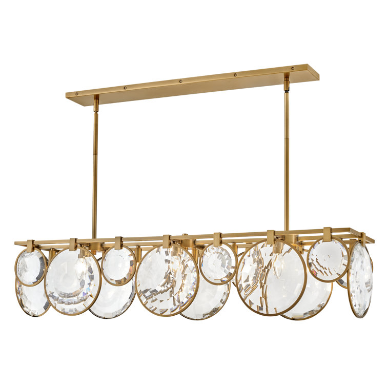 Nala Heritage Brass Optic Crystal 8-Light Linear Chandelier