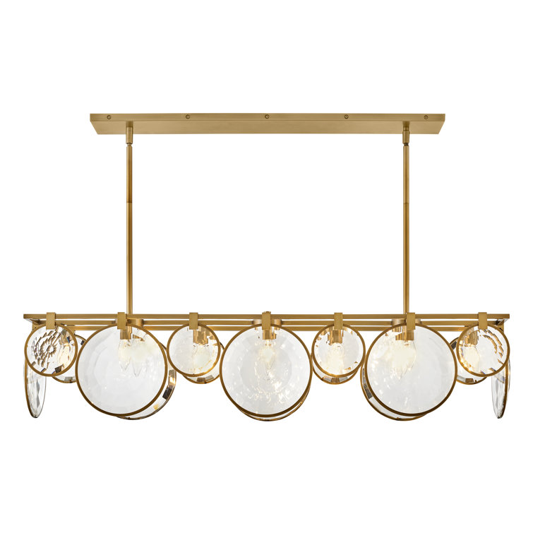 Nala Heritage Brass Optic Crystal 8-Light Linear Chandelier
