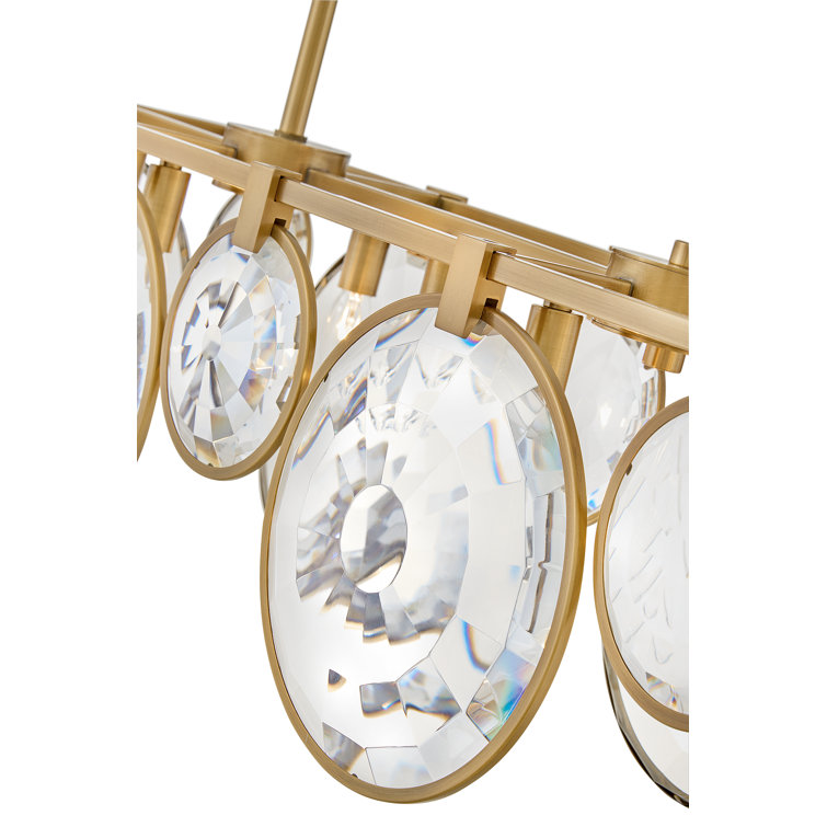 Nala Heritage Brass Optic Crystal 8-Light Linear Chandelier