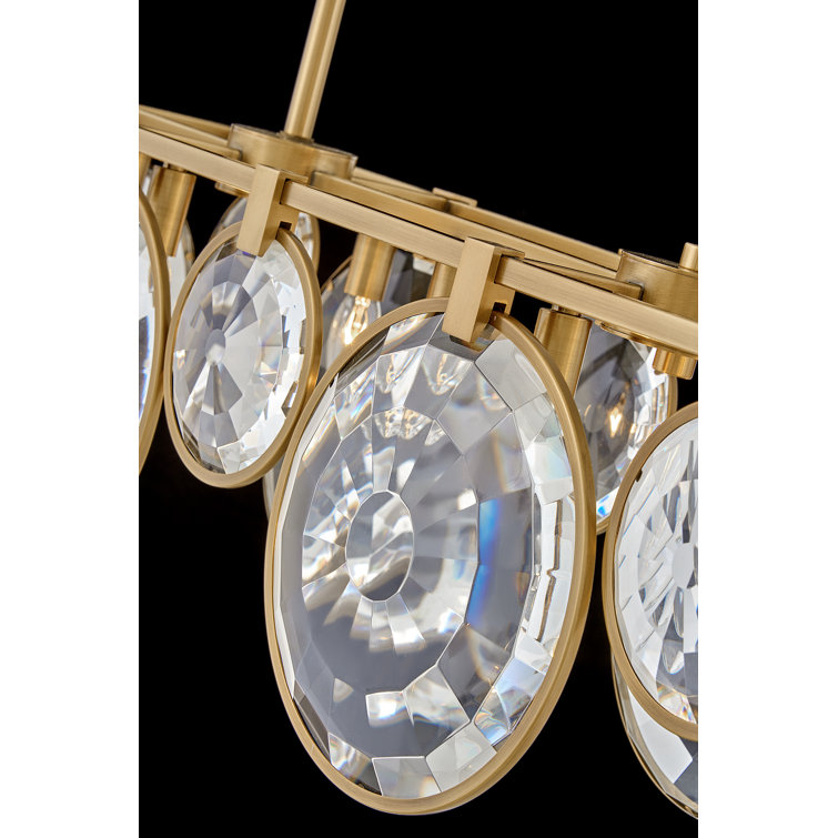 Nala Heritage Brass Optic Crystal 8-Light Linear Chandelier