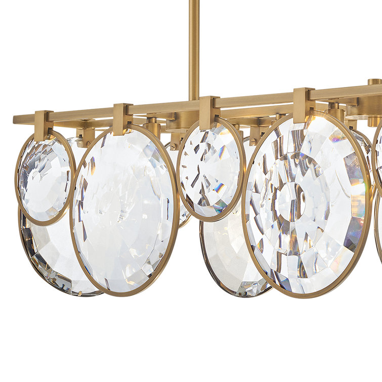 Nala Heritage Brass Optic Crystal 8-Light Linear Chandelier