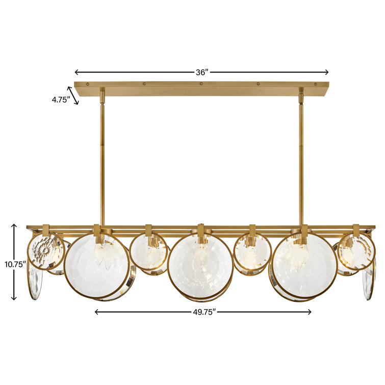 Nala Heritage Brass Optic Crystal 8-Light Linear Chandelier