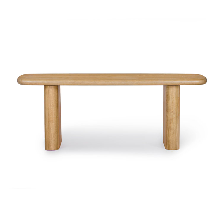 Natural Oak Solid Wood Dining Bench with Sculpted Legs