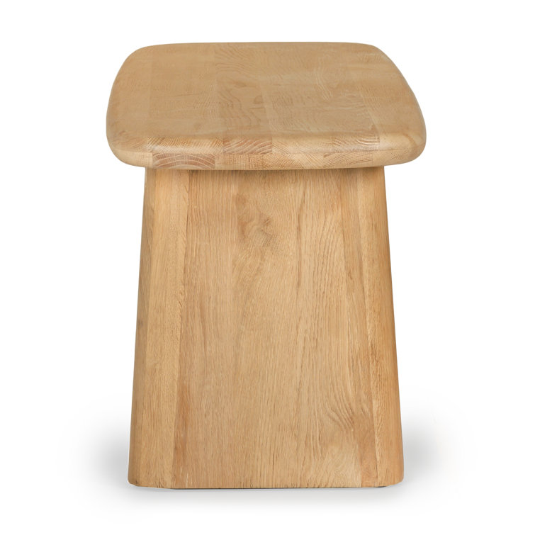 Natural Oak Solid Wood Dining Bench with Sculpted Legs