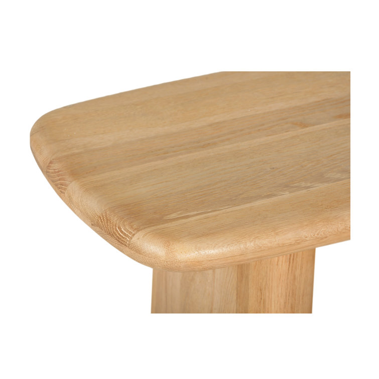 Natural Oak Solid Wood Dining Bench with Sculpted Legs