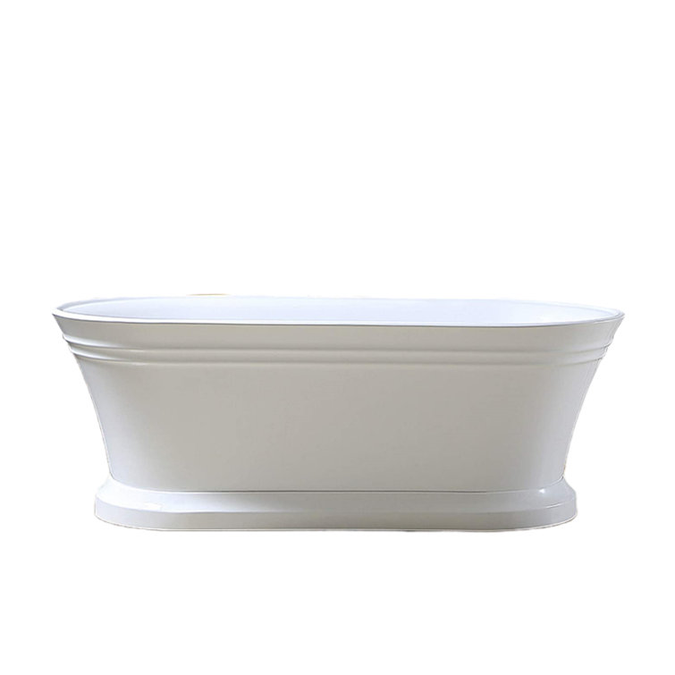 59" White Freestanding Acrylic Soaking Bathtub