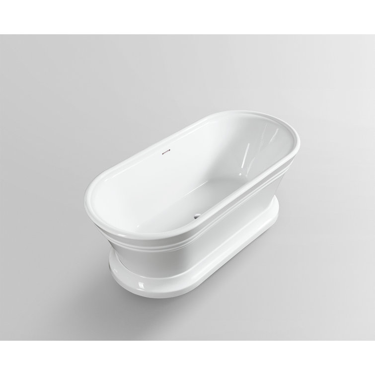 59" White Acrylic Freestanding Soaking Bathtub
