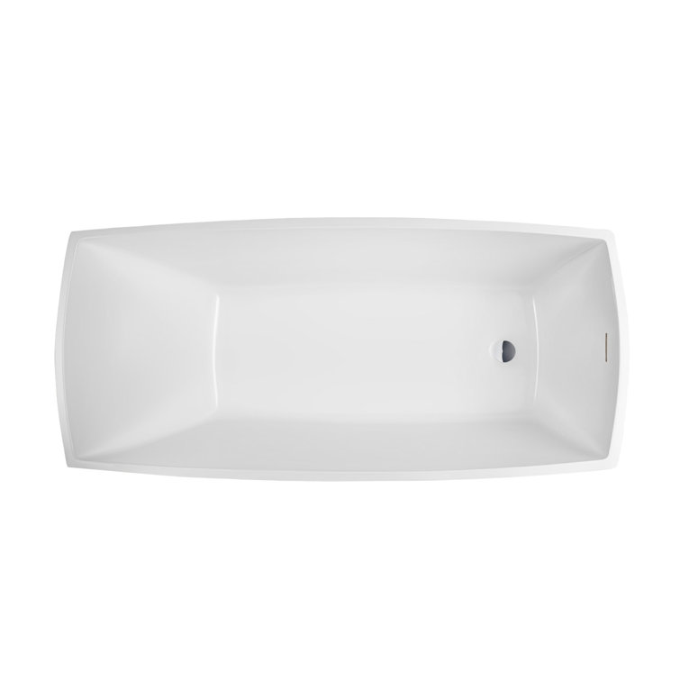Vanity Art 67" White Acrylic Freestanding Bathtub with Overflow