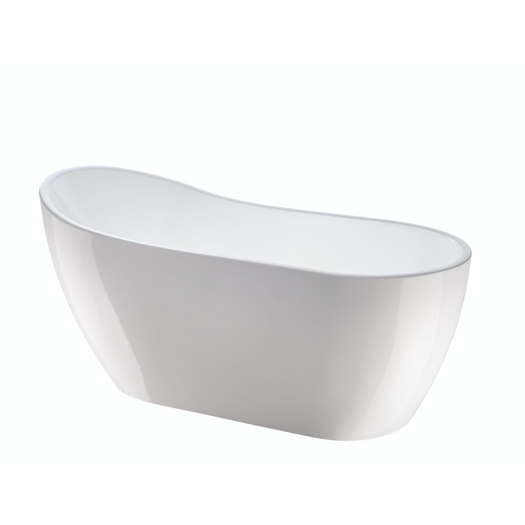 White Acrylic Freestanding Soaking Bathtub with Matte Black Trim