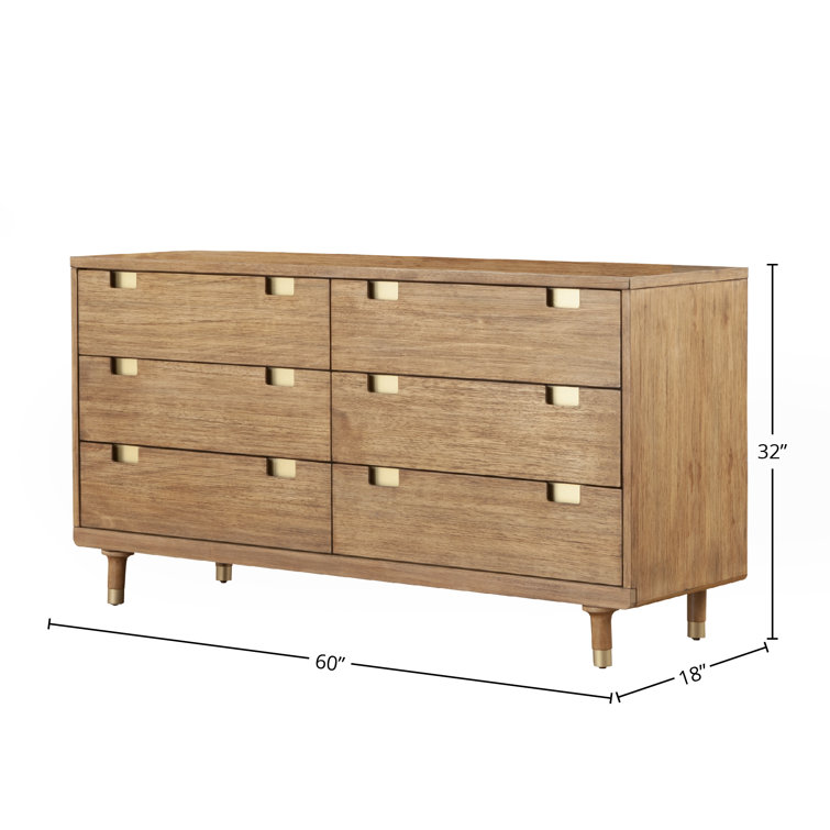 Easton Mid-Century Transitional Brown Double Dresser with Dovetail Drawers