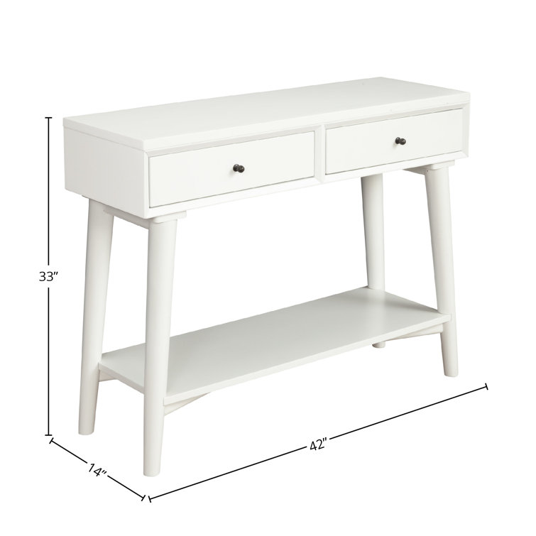 Streamlined White Mahogany 42" Console Table with Storage