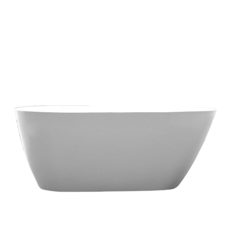 White and Titanium Gold Acrylic Freestanding Soaking Bathtub