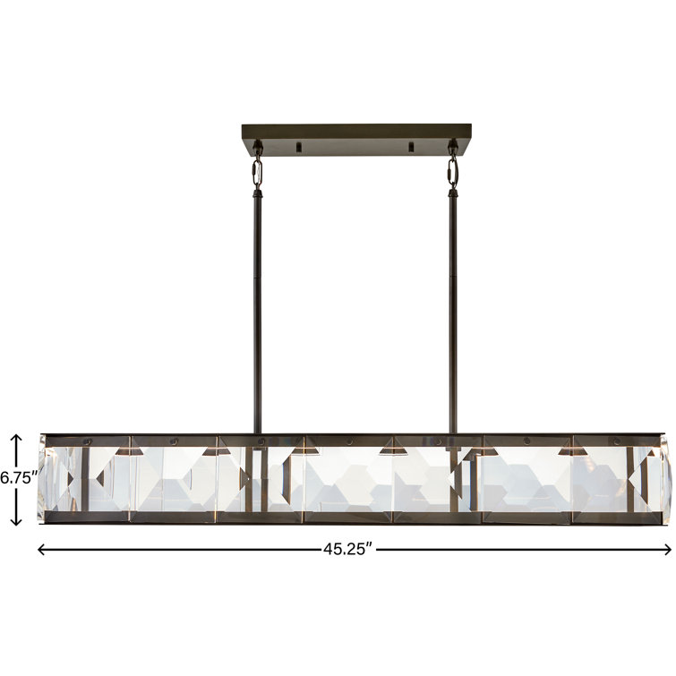 Elegant Black Oxide and Crystal LED Linear Chandelier