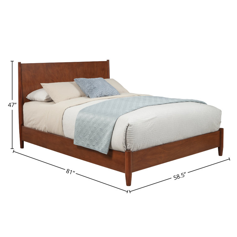 Mid-Century Acorn Full Platform Bed with Headboard and Drawer