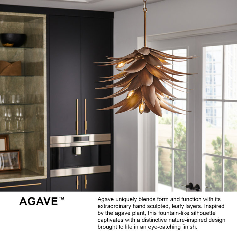 Agave 4-Light Gold LED Cluster Pendant