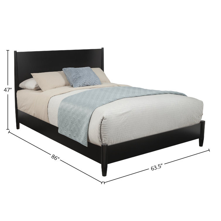 Black Mahogany Queen Platform Bed with Headboard and Slats