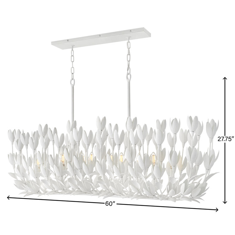White Textured Plaster LED Floral Island Chandelier