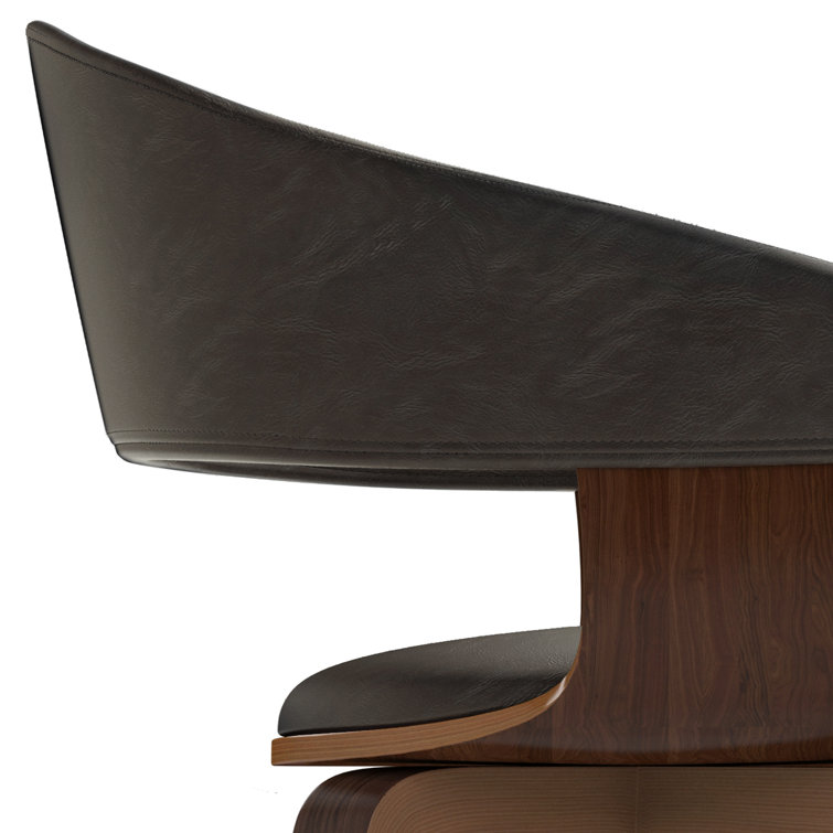 Distressed Brown Faux Leather Upholstered Bentwood Dining Chair