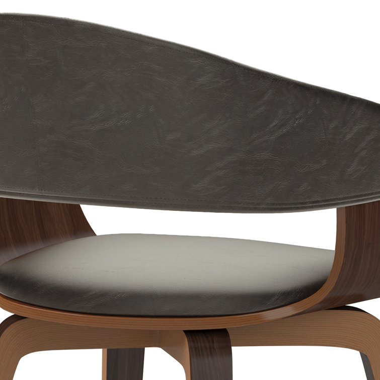Distressed Brown Faux Leather Upholstered Bentwood Dining Chair