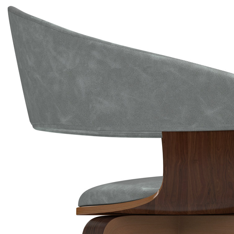 Stone Grey Faux Leather Upholstered Dining Chair with Walnut Frame