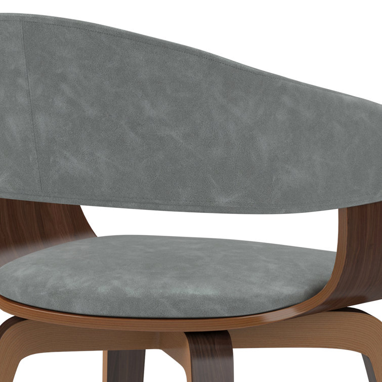 Stone Grey Faux Leather Upholstered Dining Chair with Walnut Frame