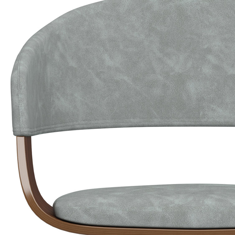 Stone Grey Faux Leather Upholstered Dining Chair with Walnut Frame