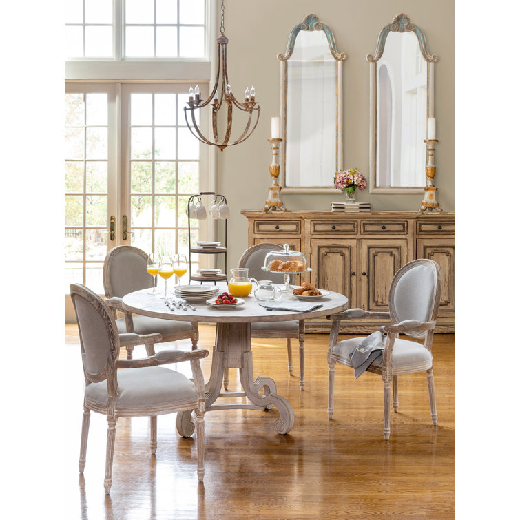 Gray Wood Upholstered Vintage Accent Chair