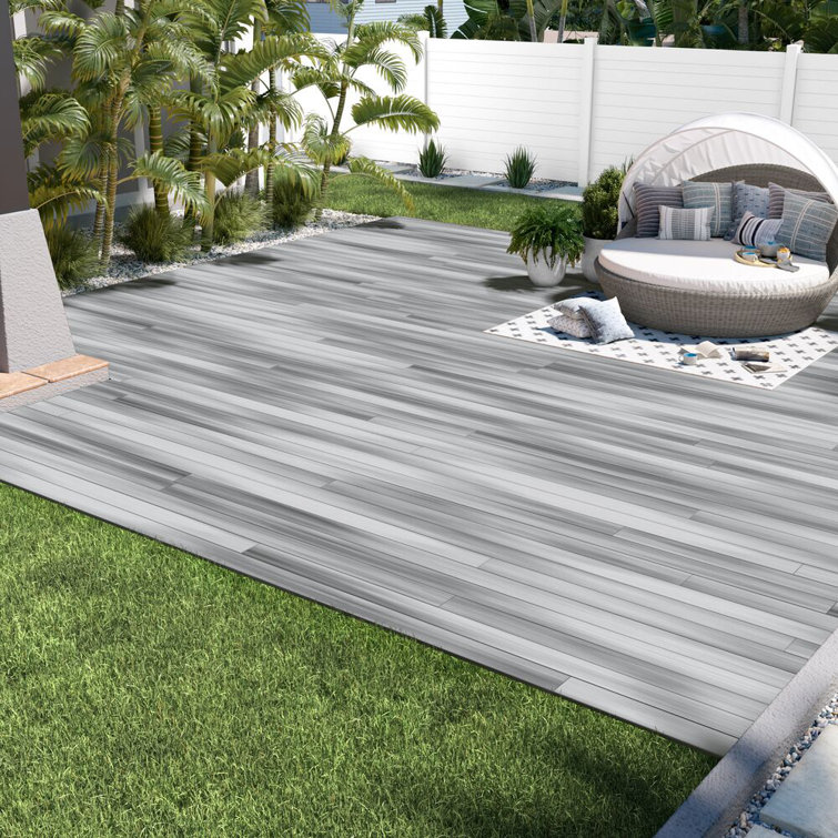 Gray Composite Water-Resistant Outdoor Interlocking Deck Kit