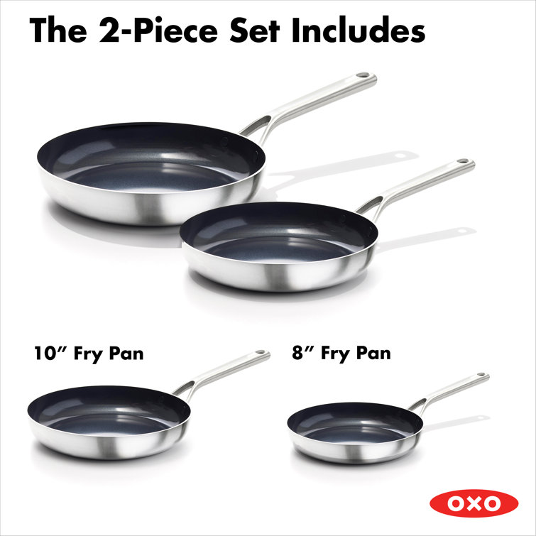 Mira Tri-Ply Stainless Steel Non-Stick Frying Pan Set with Ceramic Coating