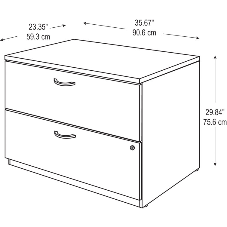 Hansen Cherry 36" Engineered Wood 2-Drawer Lateral File Cabinet