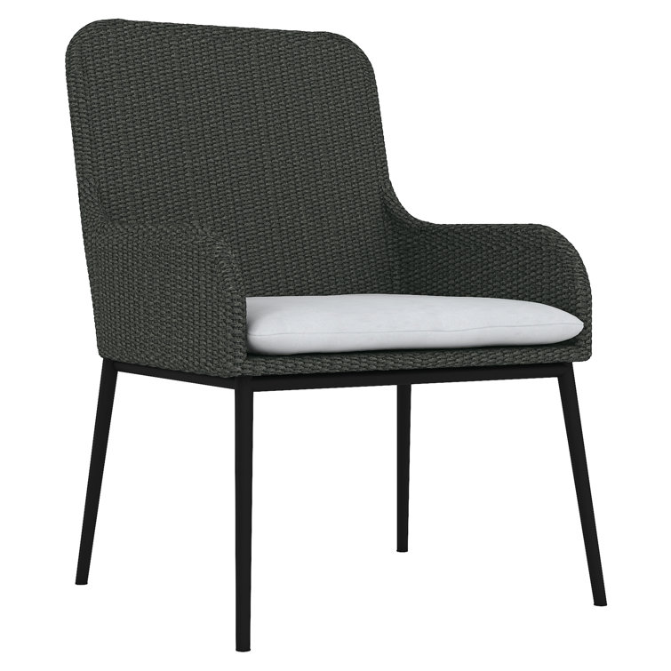 Gray Flannel Rope Outdoor Dining Armchair with Cushions