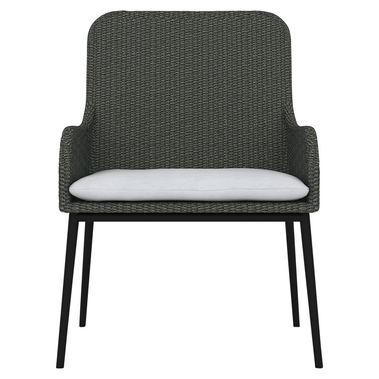 Gray Flannel Rope Outdoor Dining Armchair with Cushions