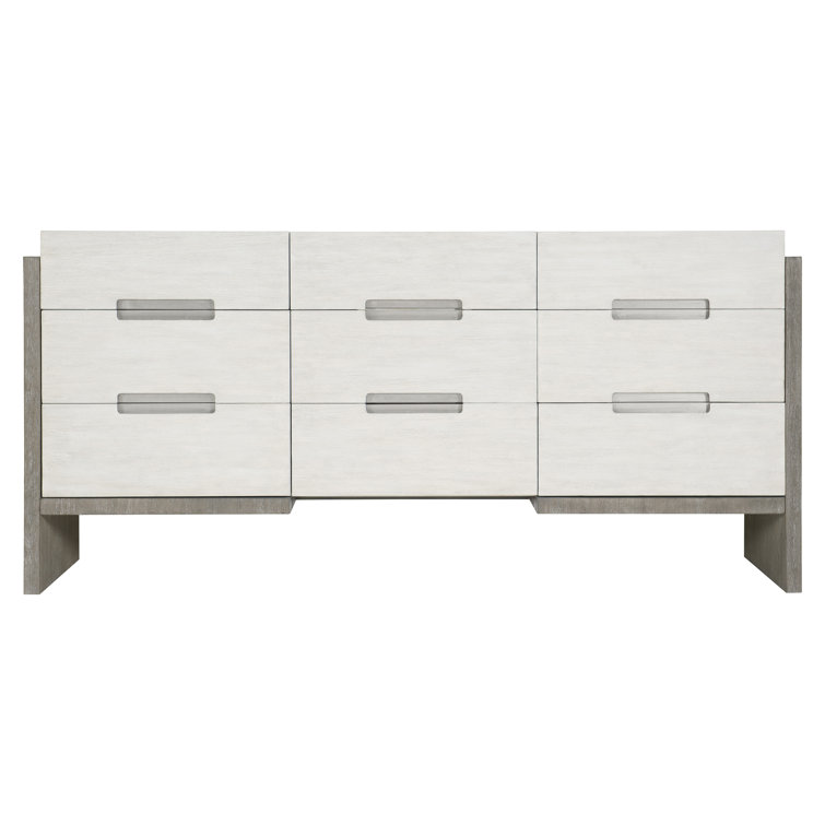 Linen and Light Shale 72" Transitional 9-Drawer Dresser