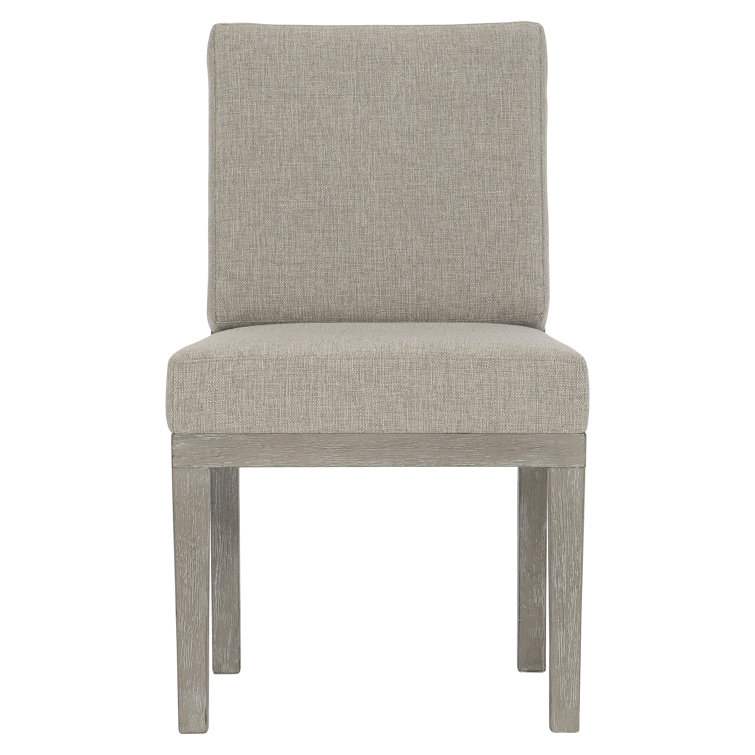 Gray Linen Upholstered Parsons Side Chair with Wood Frame