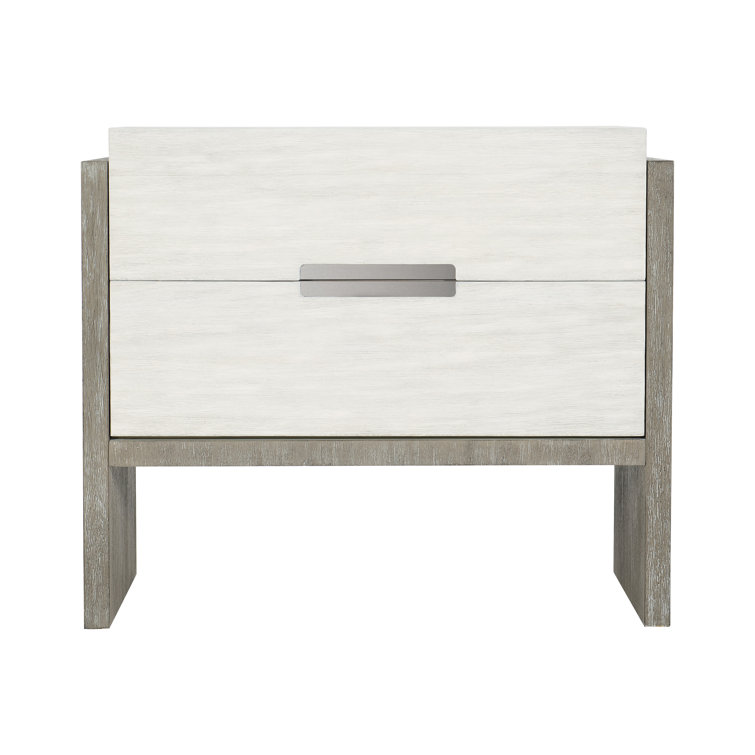 34" Two-Tone Brown and White Solid Wood Nightstand