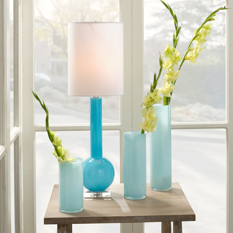 Sky Blue Hand-Blown Glass Table Vase Set