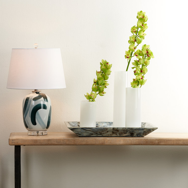 Hand Blown White Glass Cylinder Vase Set