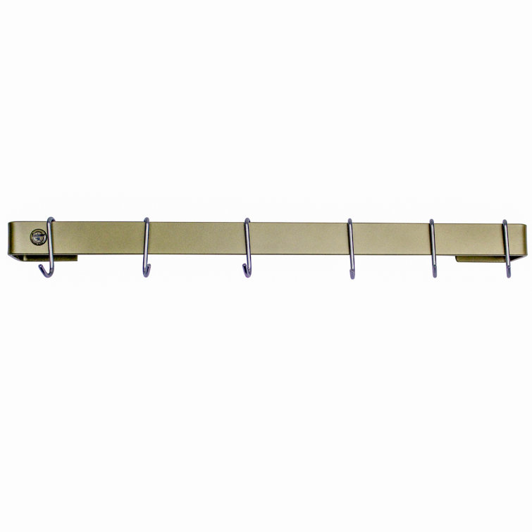 Brushed Copper Wall Mounted Pot Rack with Hooks