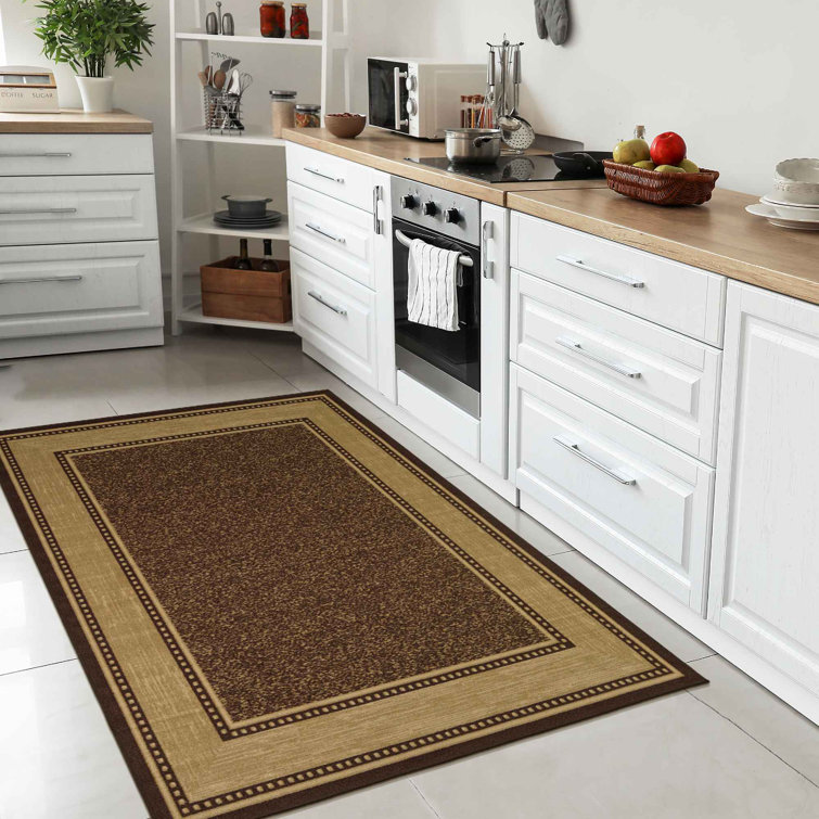 Brown and Beige Non-Slip Rubberback Area Rug 3'3" x 5'