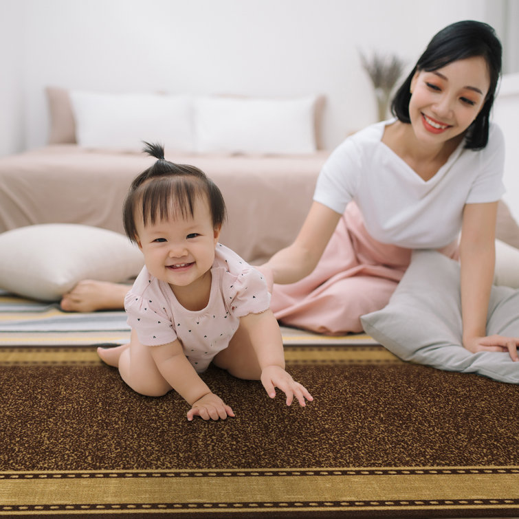 Brown and Beige Non-Slip Rubberback Area Rug 3'3" x 5'