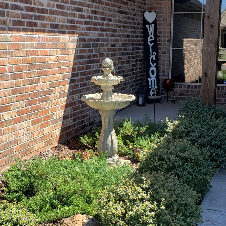 Earth Finish Solar Powered 2-Tier Outdoor Fountain with LED Light