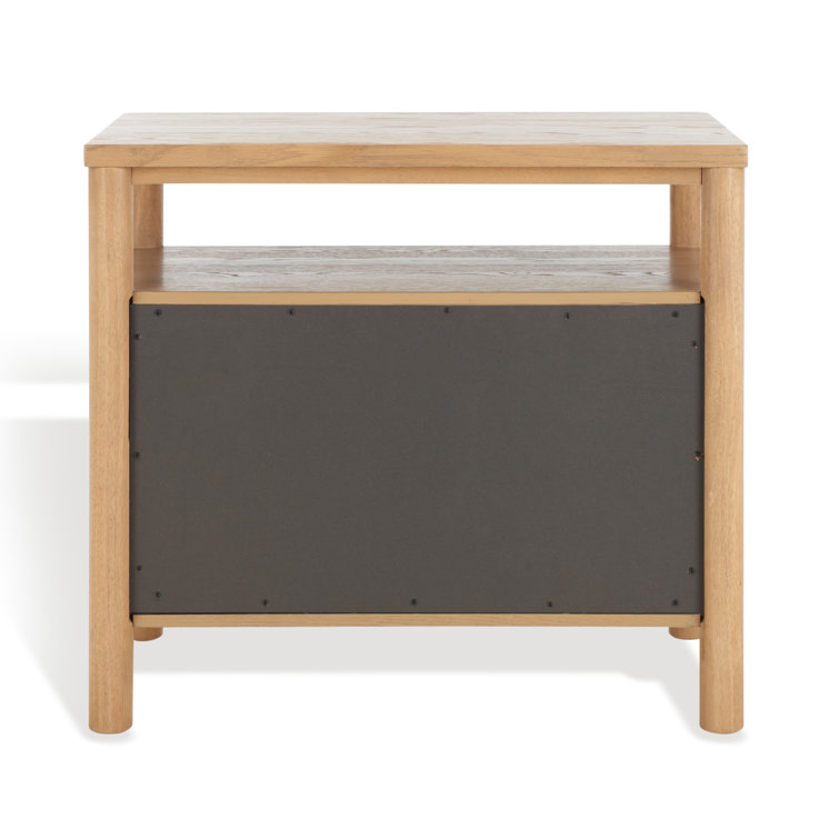 Natural Oak 1-Drawer Nightstand with Antique Bronze Handle