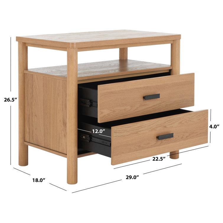 Natural Oak 1-Drawer Nightstand with Antique Bronze Handle