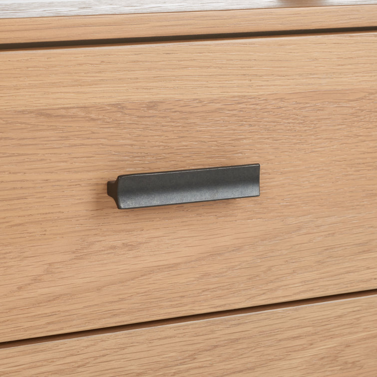 Natural Oak 1-Drawer Nightstand with Antique Bronze Handle