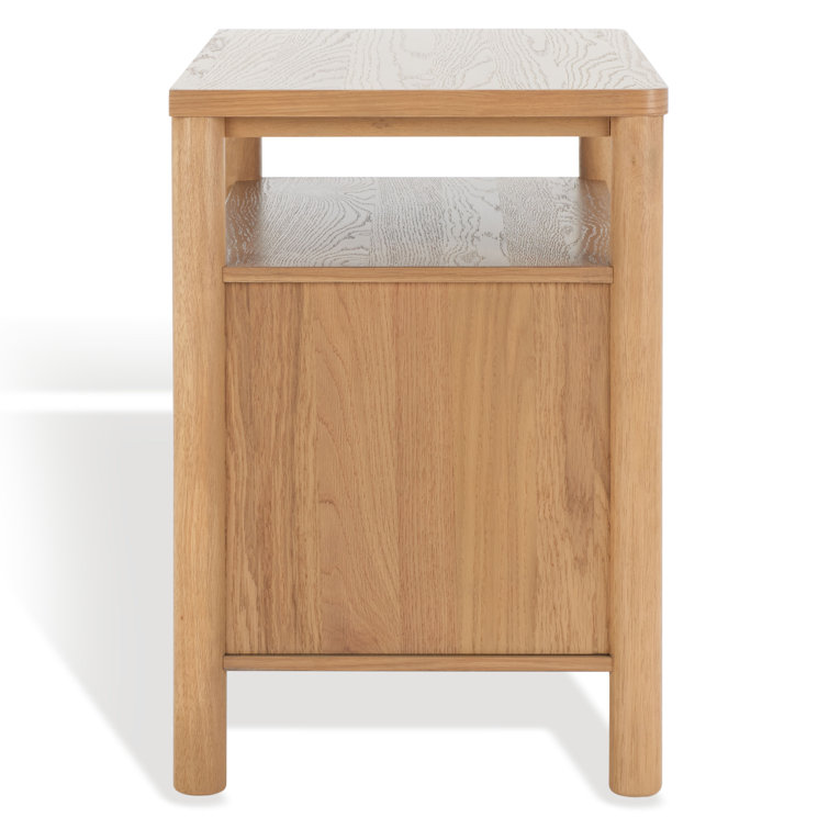 Natural Oak 1-Drawer Nightstand with Antique Bronze Handle