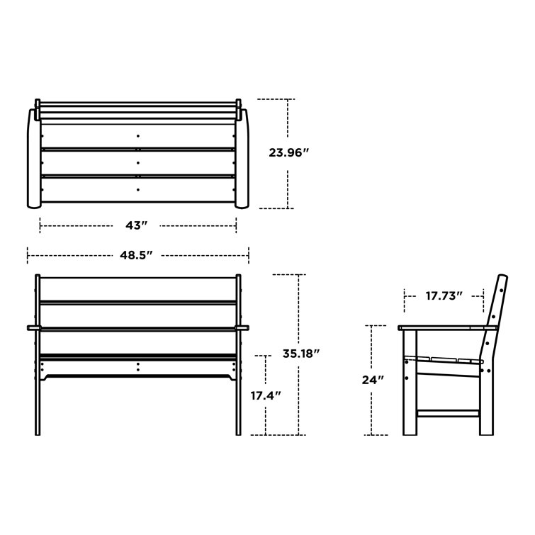 Teak 48.5" Weather-Resistant Plastic Garden Bench