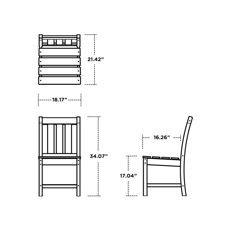 Green Polypropylene Armless Outdoor Dining Side Chair